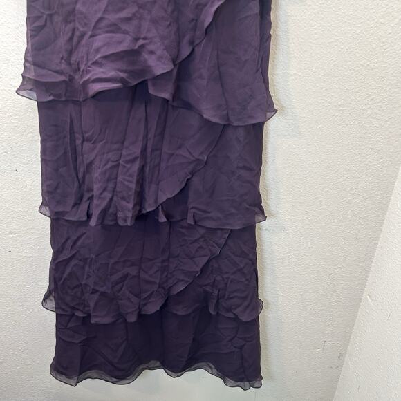 Daymor Couture 3451 Embellished Halter Layered Evening Dress Purple Silk SZ 10 - Picture 5 of 12